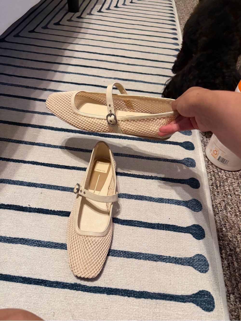 Dolce vita: Beige Mesh Mary Jane Flats 8.5